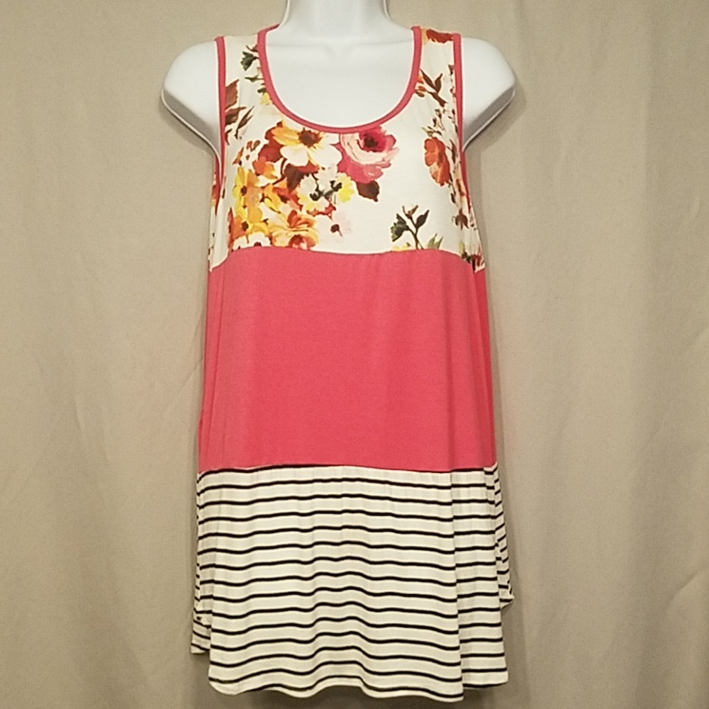 Floral and striped tank